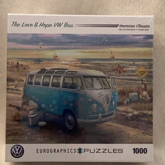 Automotive Puzzles VW Love Bus Classic Cars Garage Neon Signs 1000 & 750 Pieces - Picture 2 of 8